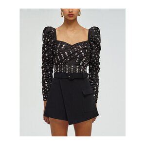 Self-Portrait Cluster Sequin Taffeta Top